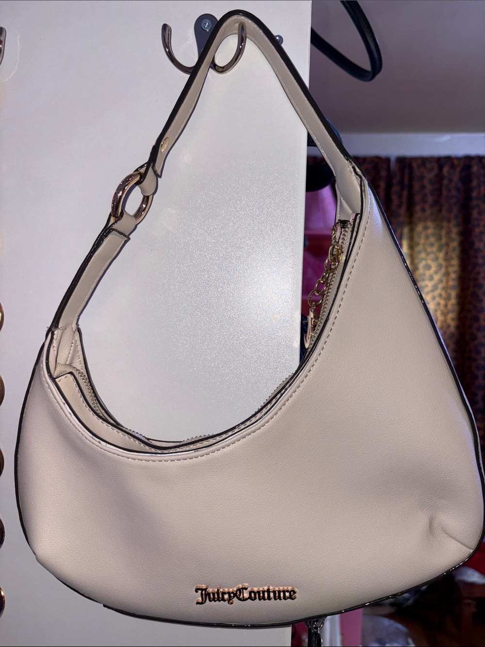 Juicy Couture Cream Shoulder Bag with Gold Logo Hardware